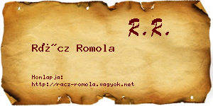 Rácz Romola névjegykártya